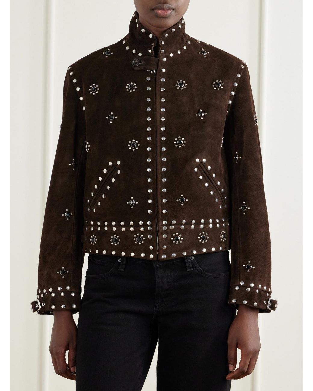 Bode Brown Howard Studded Suede Jacket