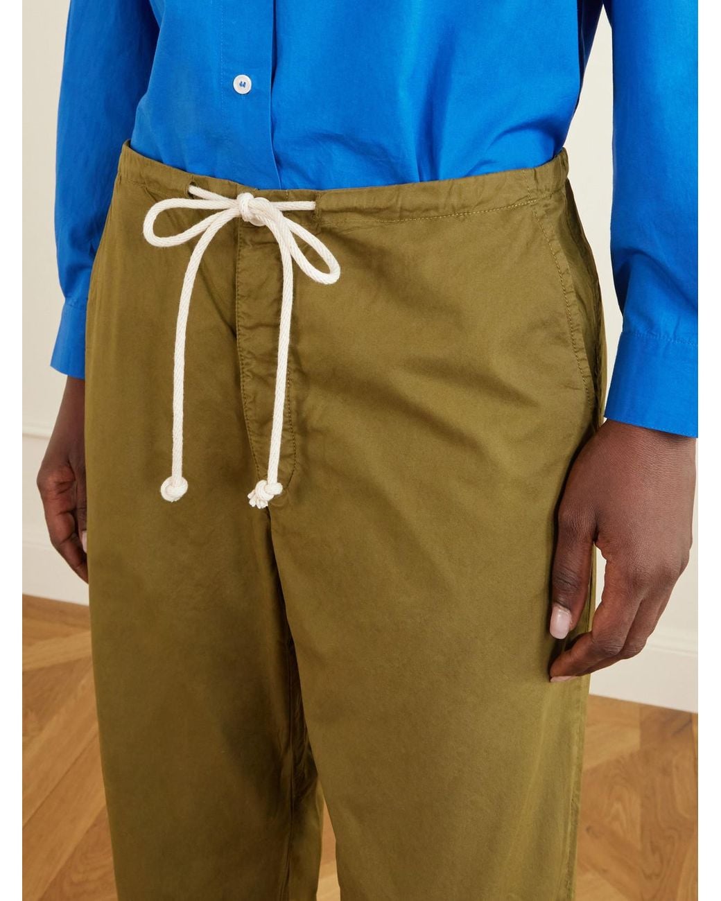 Jamie Haller Green The Rope Tie Cotton Wide-Leg Pants