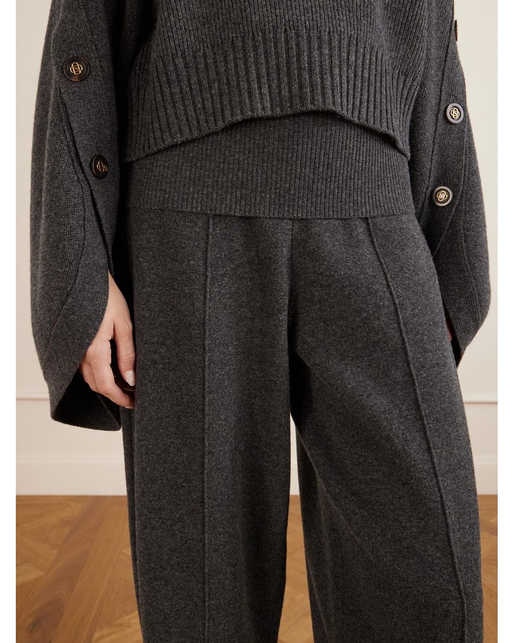 Zimmermann Gray Valiant Knit Wool Pants