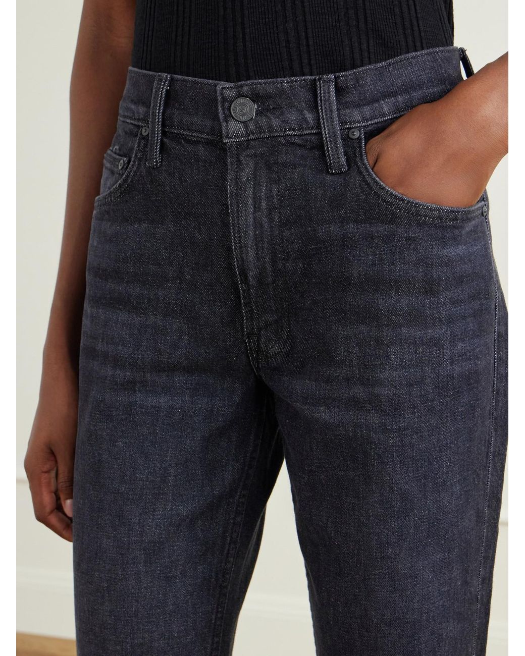 Mother Blue The Reifler Stretch Mid-Rise Straight-Leg Jeans