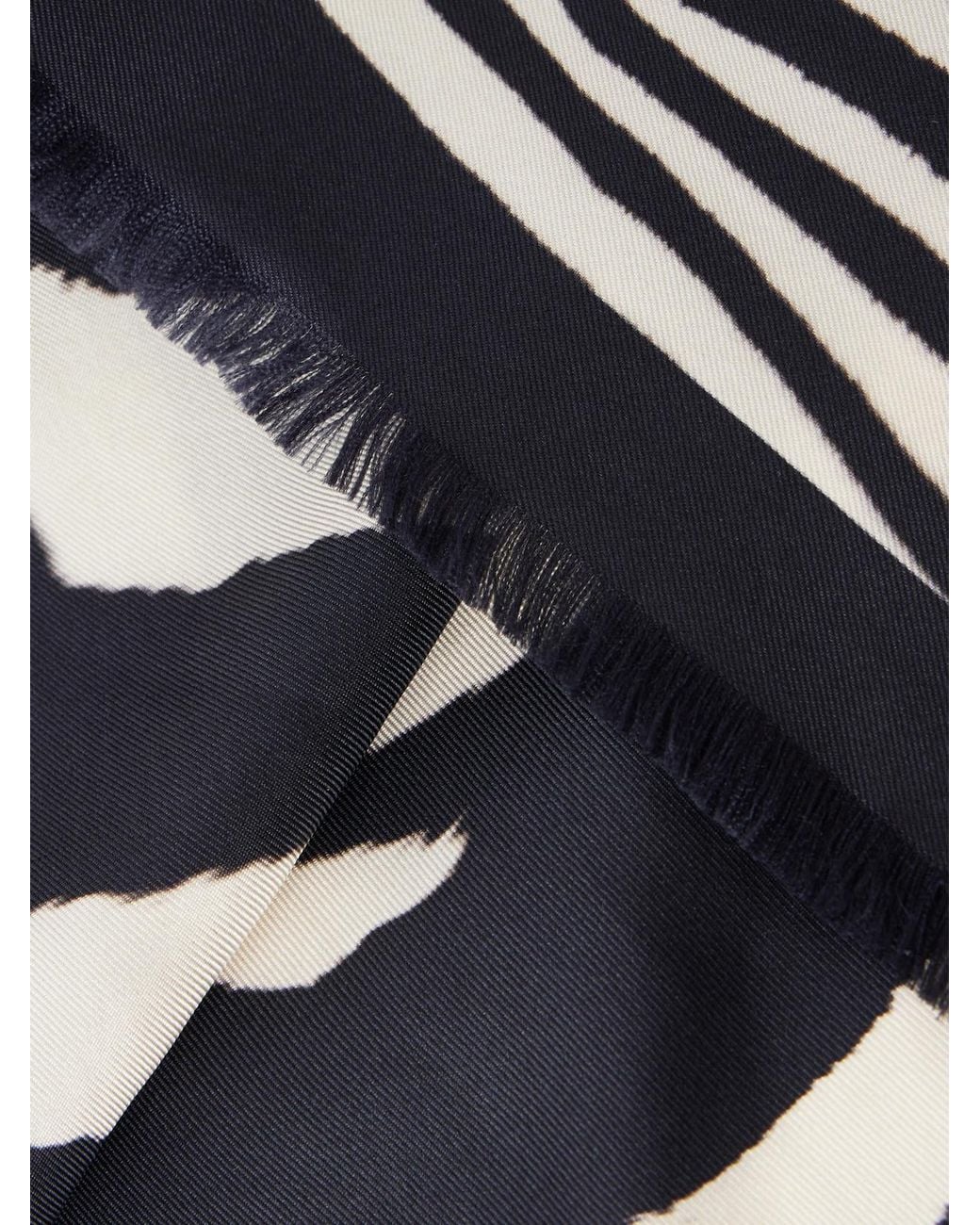 Nili Lotan Blue Zebra-Print Silk Scarf