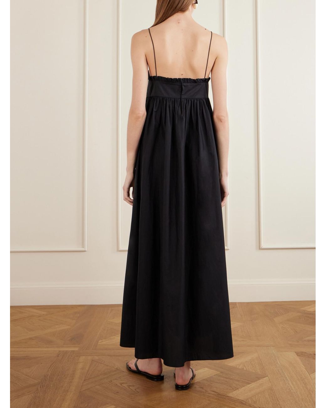 Matteau Blue Empire Ruffled Cotton-Poplin Midi Dress