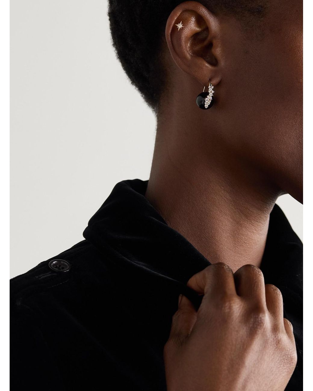 Sydney Evan Natural Cocktail 14-Karat, Onyx And Diamond Earrings