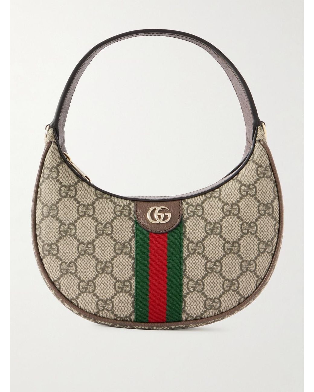 Gucci Gray Ophidia Small Leather-Trimmed Coated Canvas-Jacquard Shoulder Bag