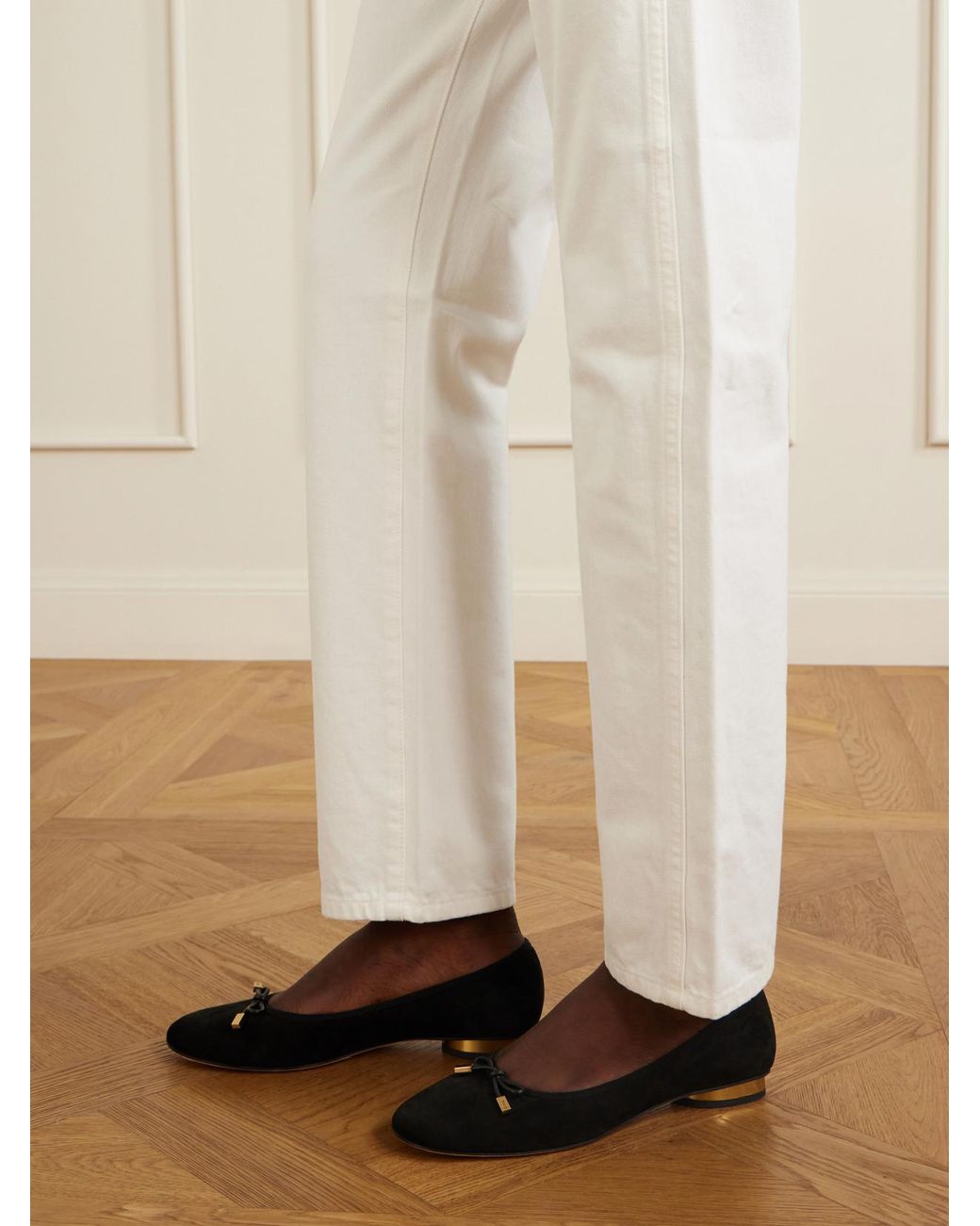 Tod's White Suede Ballerina Flats
