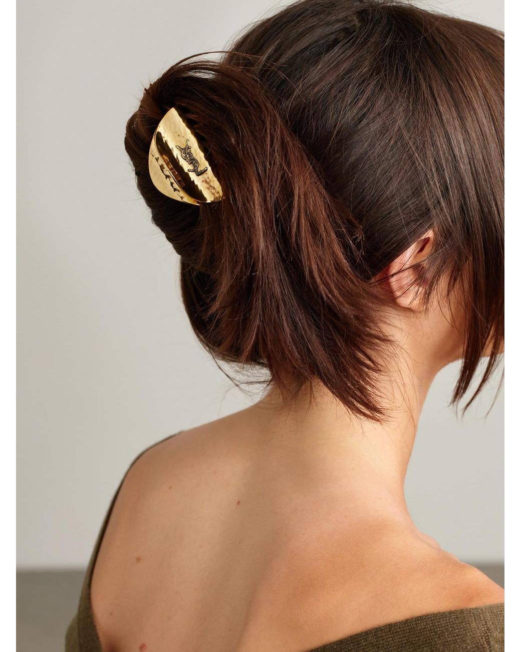 Saint Laurent Metallic Cassandre-Tone Hair Clip