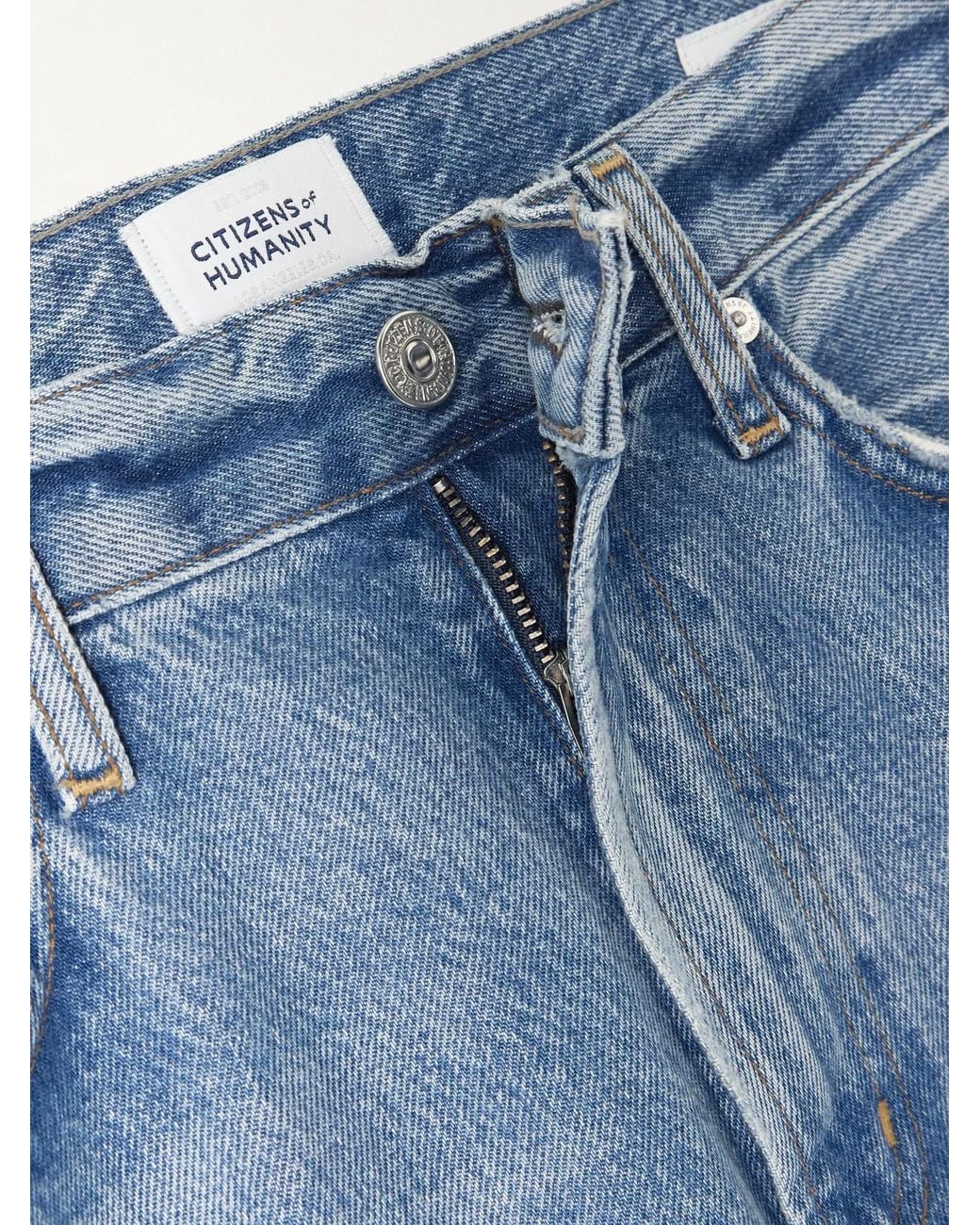 Citizens of Humanity Blue Miro Long Mid-Rise Barrel-Leg Jeans