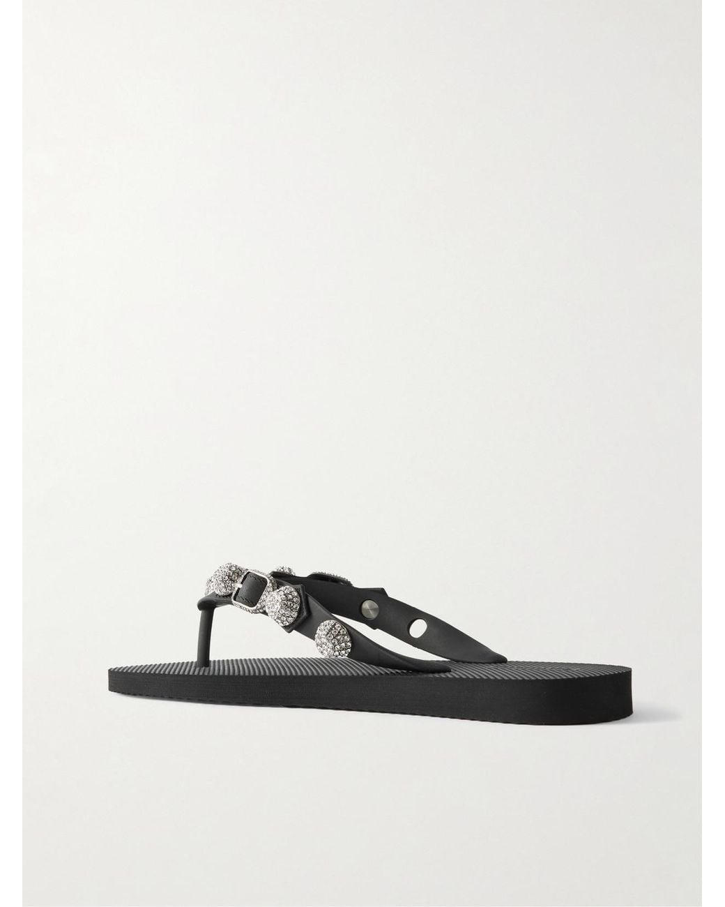 Balenciaga White Cagole Embellished Rubber Flip Flops