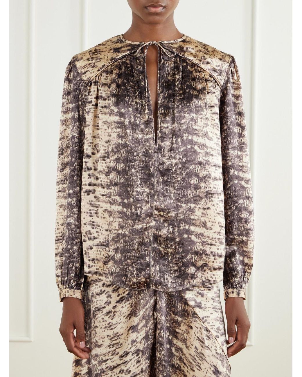 Isabel Marant Brown Laraya Printed Silk Blouse