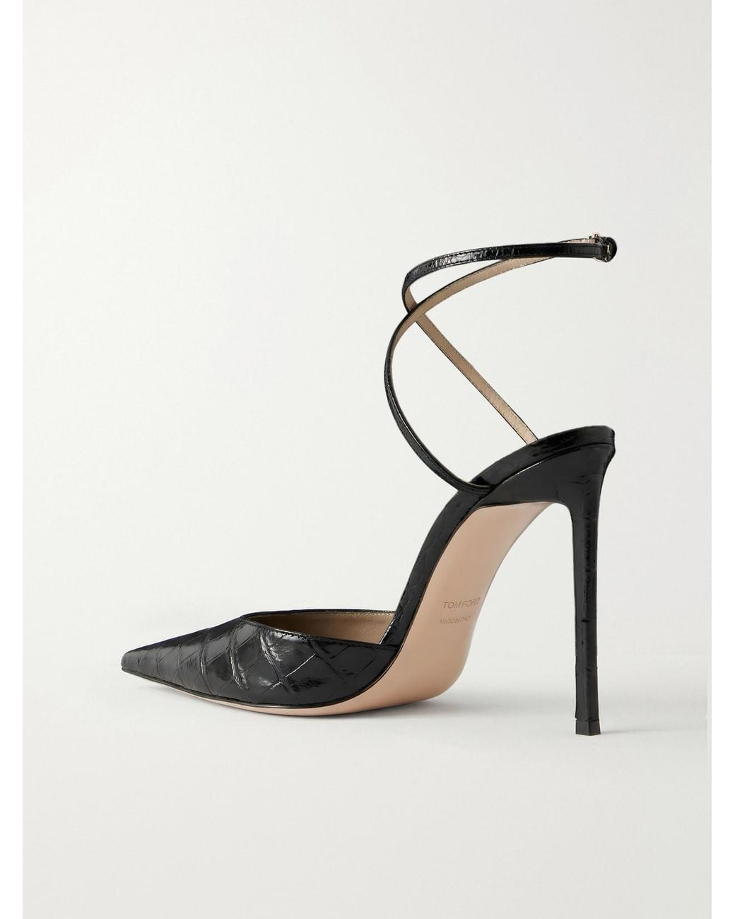 Tom Ford Black Selen 105 Croc-Effect Leather Pumps