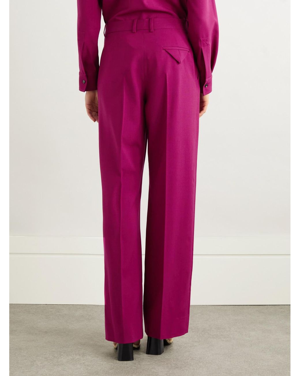 Bottega Veneta Pink Twill Wide-Leg Pants