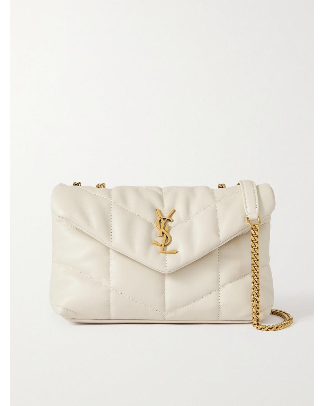 Saint Laurent Natural Toy Puffer Mini Matelassé Leather Shoulder Bag