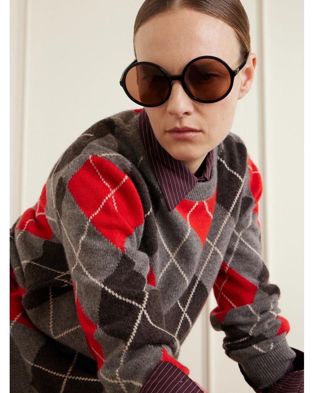 Miu Miu Natural Round-Frame Acetate Sunglasses