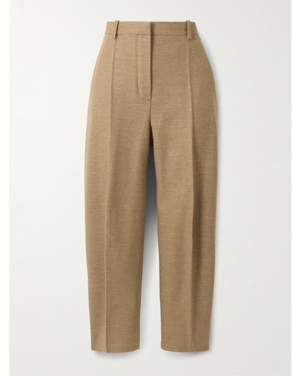 Loro Piana Natural Dan Pleated Wool, Cashmere And Linen-Blend Tapered Pants