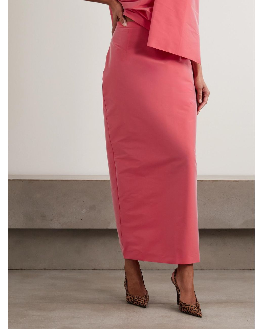 BERNADETTE Pink Norma Taffeta Maxi Skirt