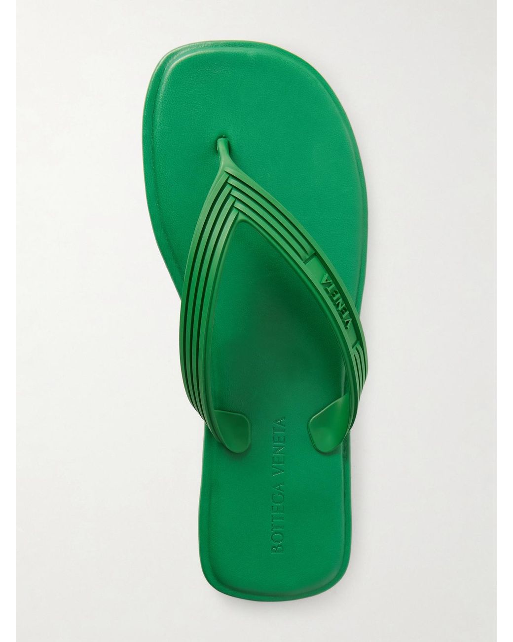 Bottega Veneta Green Sampieri Flat Thong Rubber Flip Flops