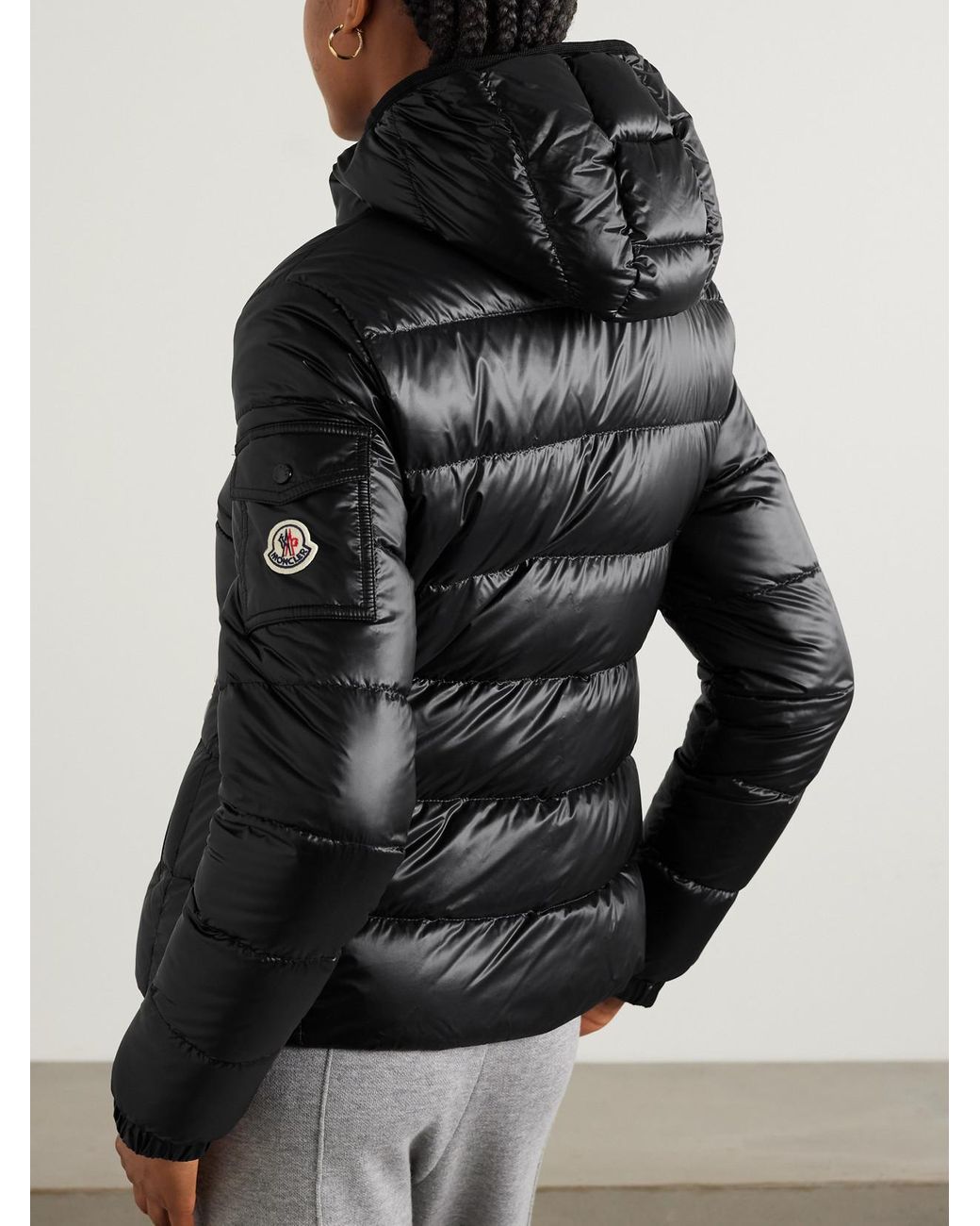 Moncler Black Gles Hooded Quilted Shell Down Jacket