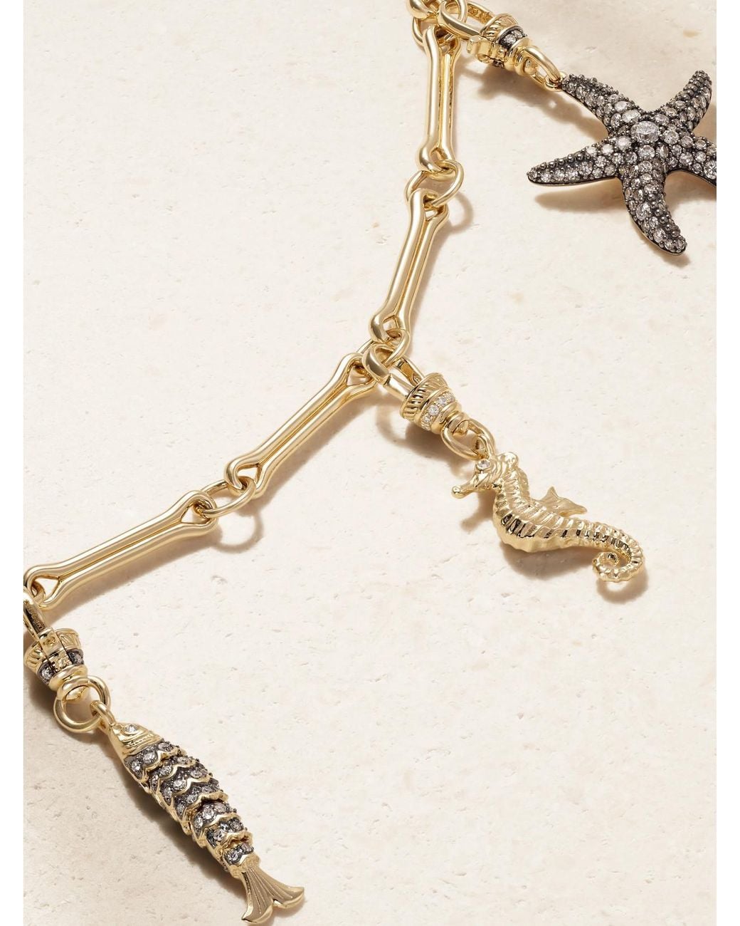 Lucy Delius Natural Show Your Bones 14-Karat Rhodium-Plated Diamond Bracelet
