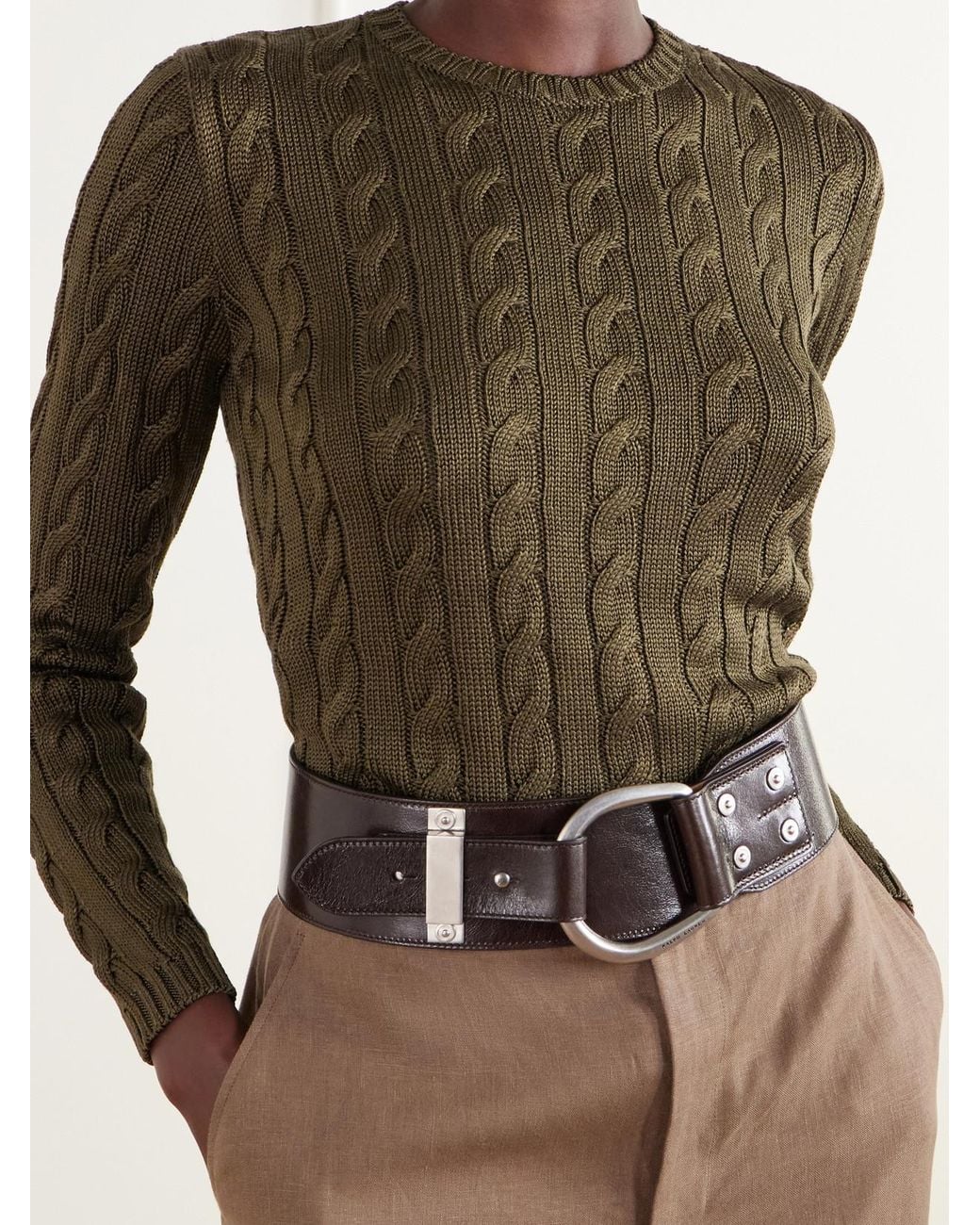 Ralph Lauren Brown Logo-Engraved Leather Belt