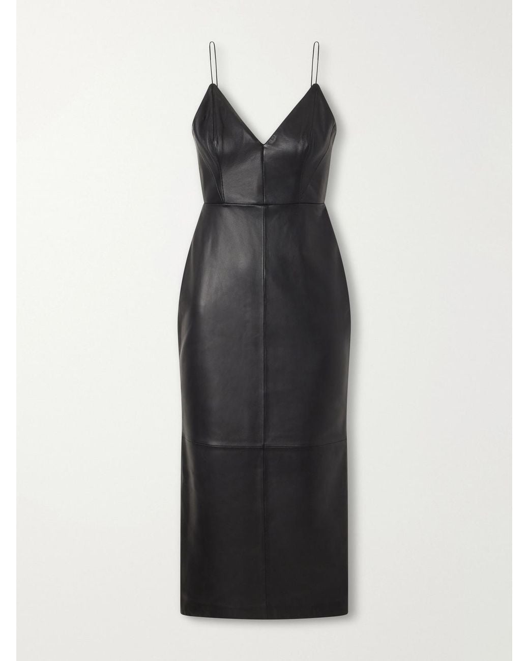 Alex Perry Black Bikini Leather Midi Dress