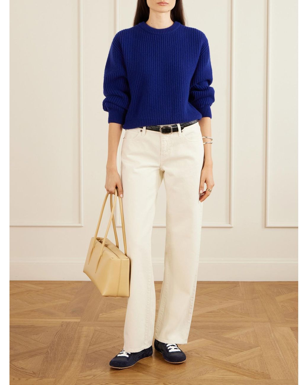 Jamie Haller Blue Sacchetto Leather And Suede-Trimmed Shell Sneakers
