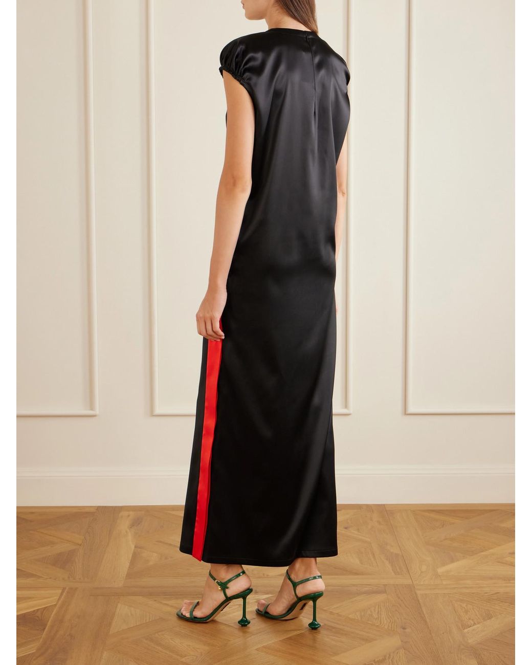 Loewe Black Silk-Blend Satin Midi Dress