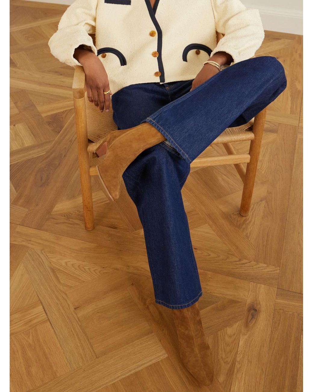 Aquazzura Brown Sloan 50 Suede Boots