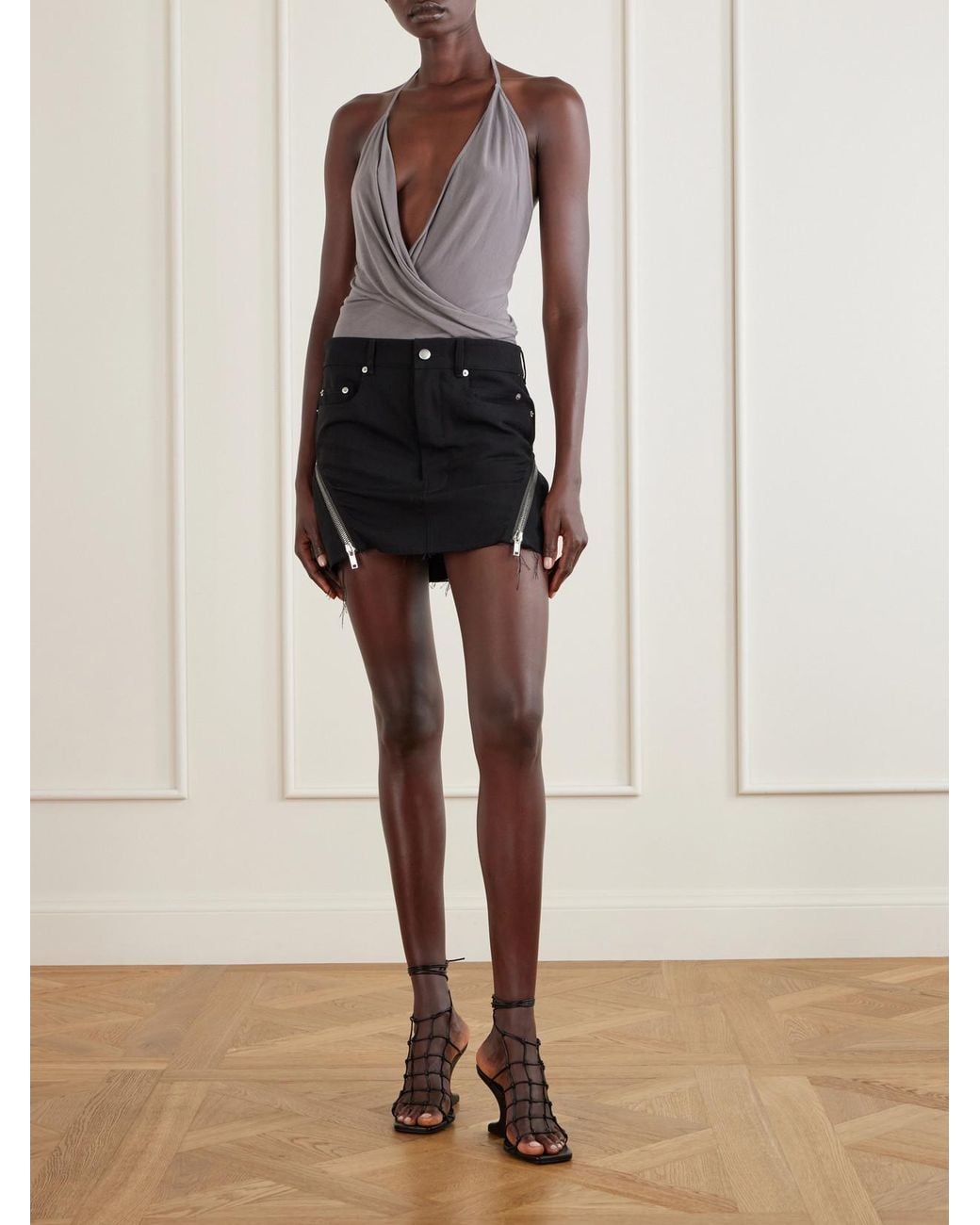 Rick Owens Gray Draped Jersey Tank