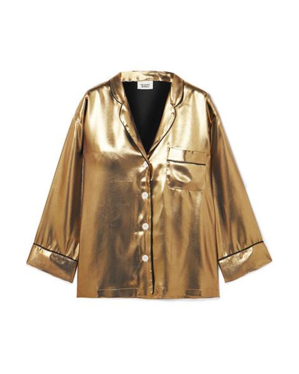 Sleepy Jones Marina Lamé Pajama Shirt in Metallic Lyst