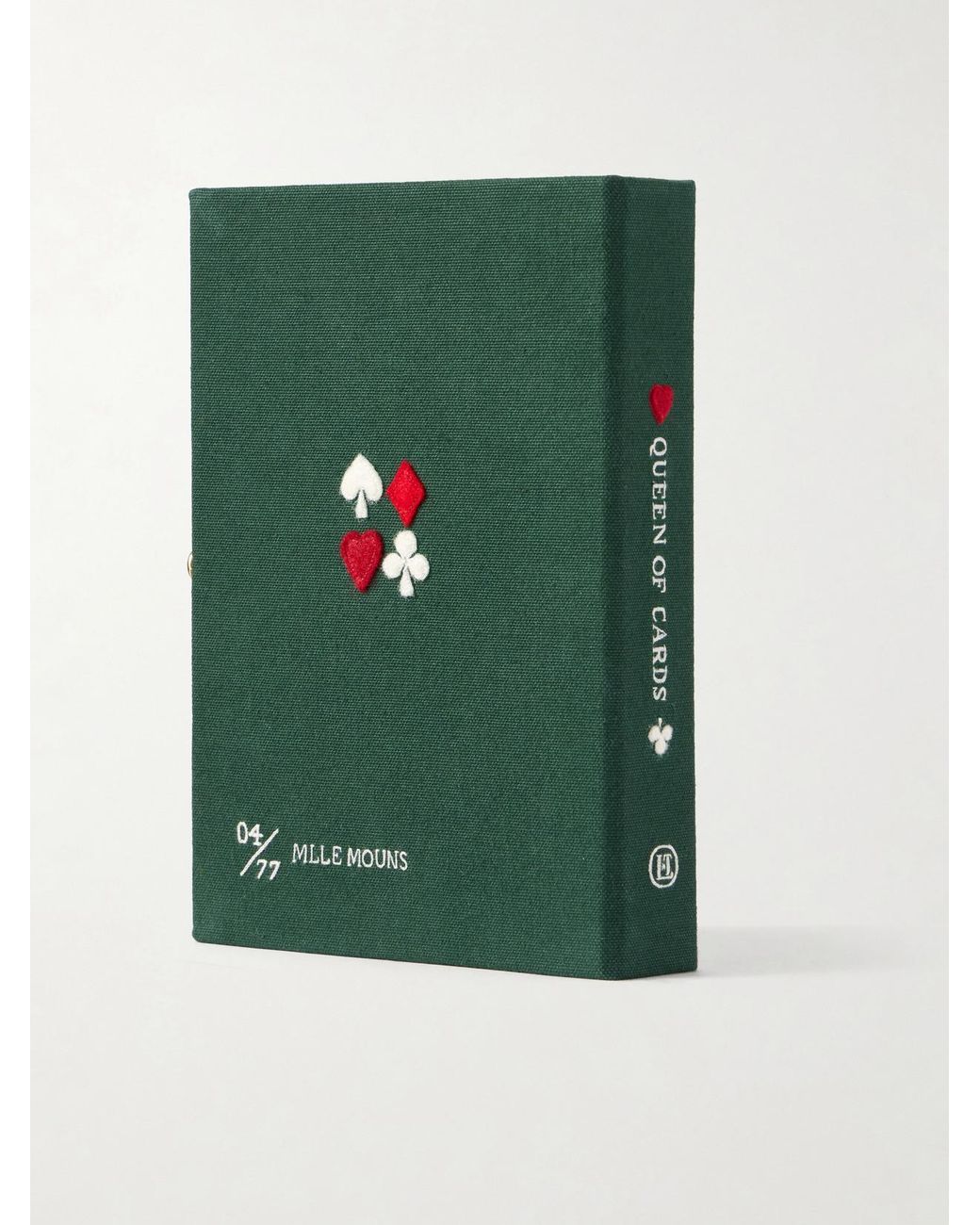 Olympia Le-Tan Green The Queen Of Cards Embroidered Canvas Clutch