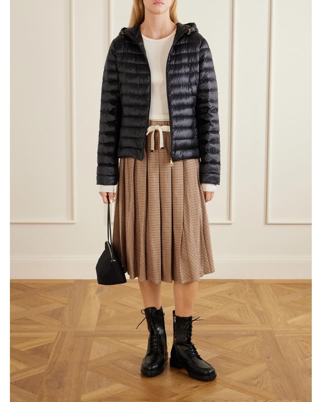 Moncler Black Igelhood Hooded Quilted Shell Down Jacket