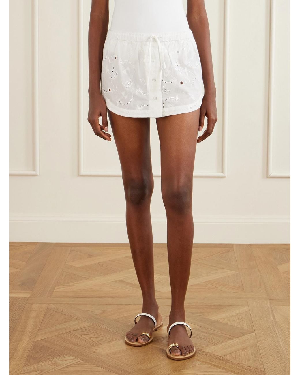 Kiki de Montparnasse White Simone Broderie Anglaise Cotton Mini Skirt