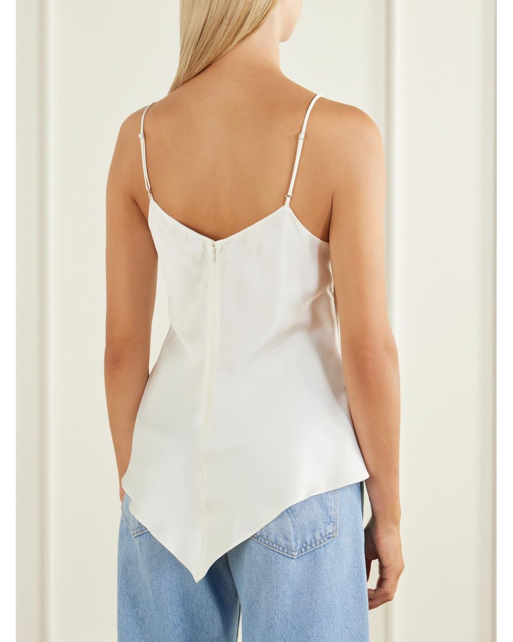 Stella McCartney White Lace-Trimmed Satin Cami