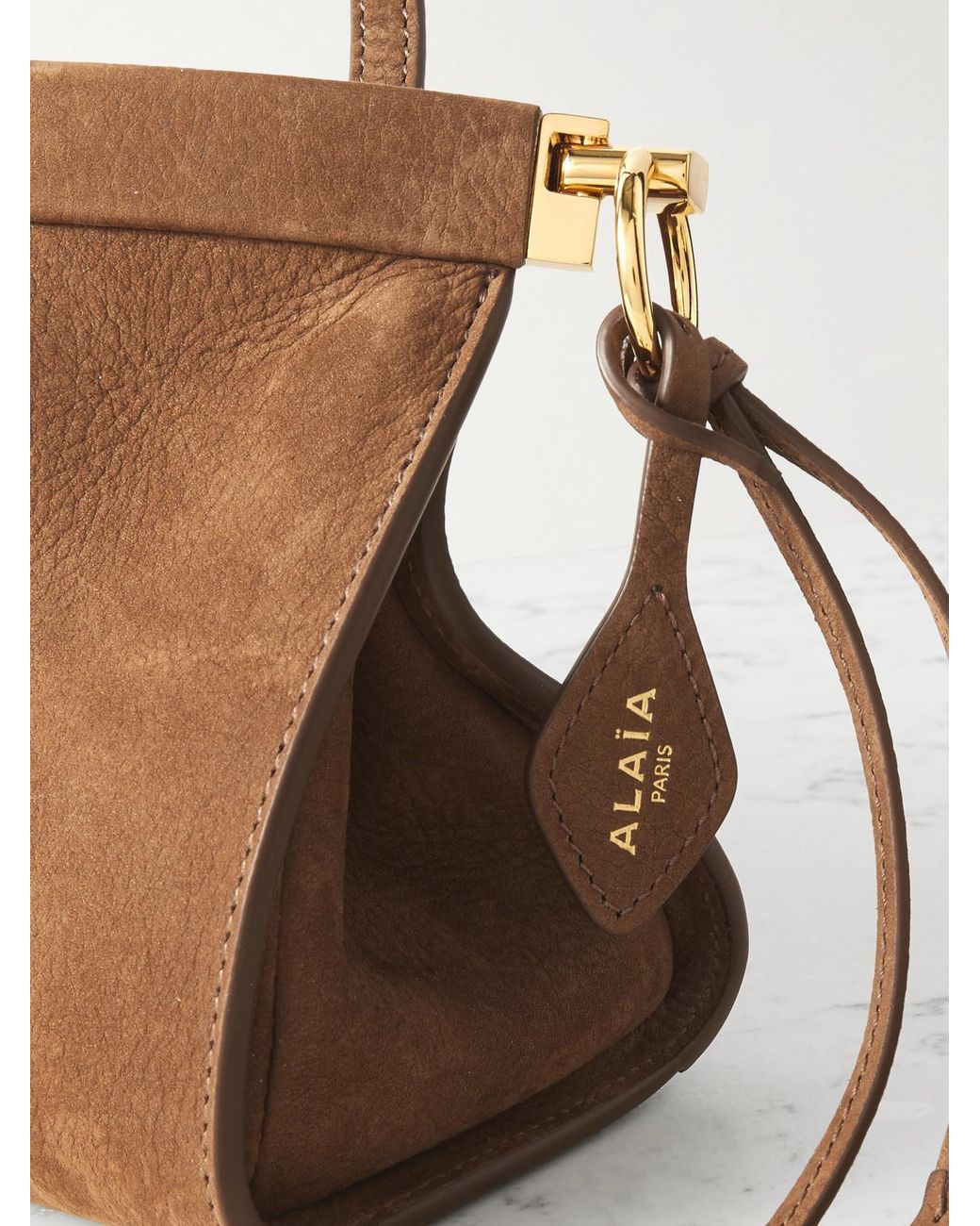 Alaïa Brown Click Medium Nubuck Shoulder Bag