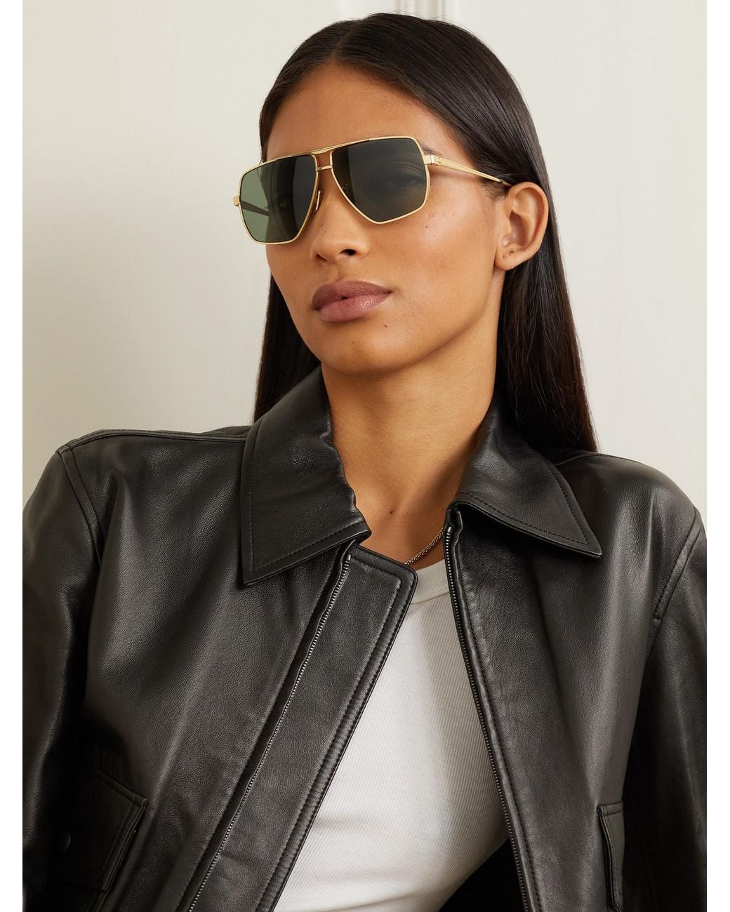 Céline Green Oversized Aviator-Style-Tone Sunglasses
