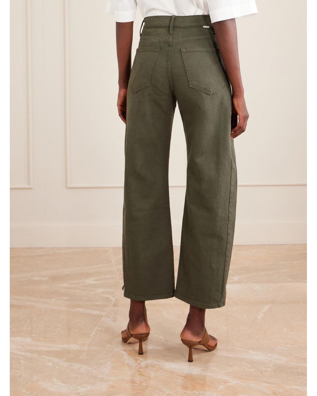 Mother Green The Half Pipe Flood High-Rise Barrel-Leg Jeans