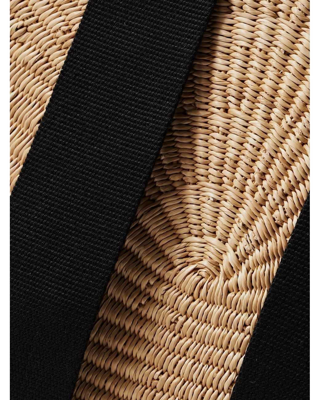 Muuñ Black Mina Mini Canvas-Trimmed Woven Straw Tote