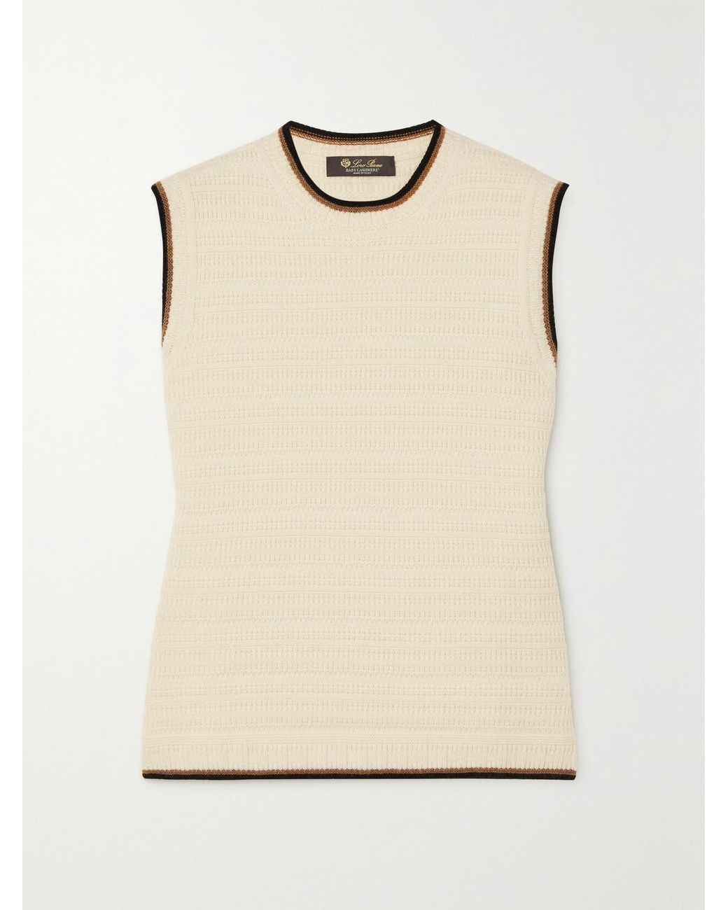 Loro Piana Natural Striped Cashmere Tank