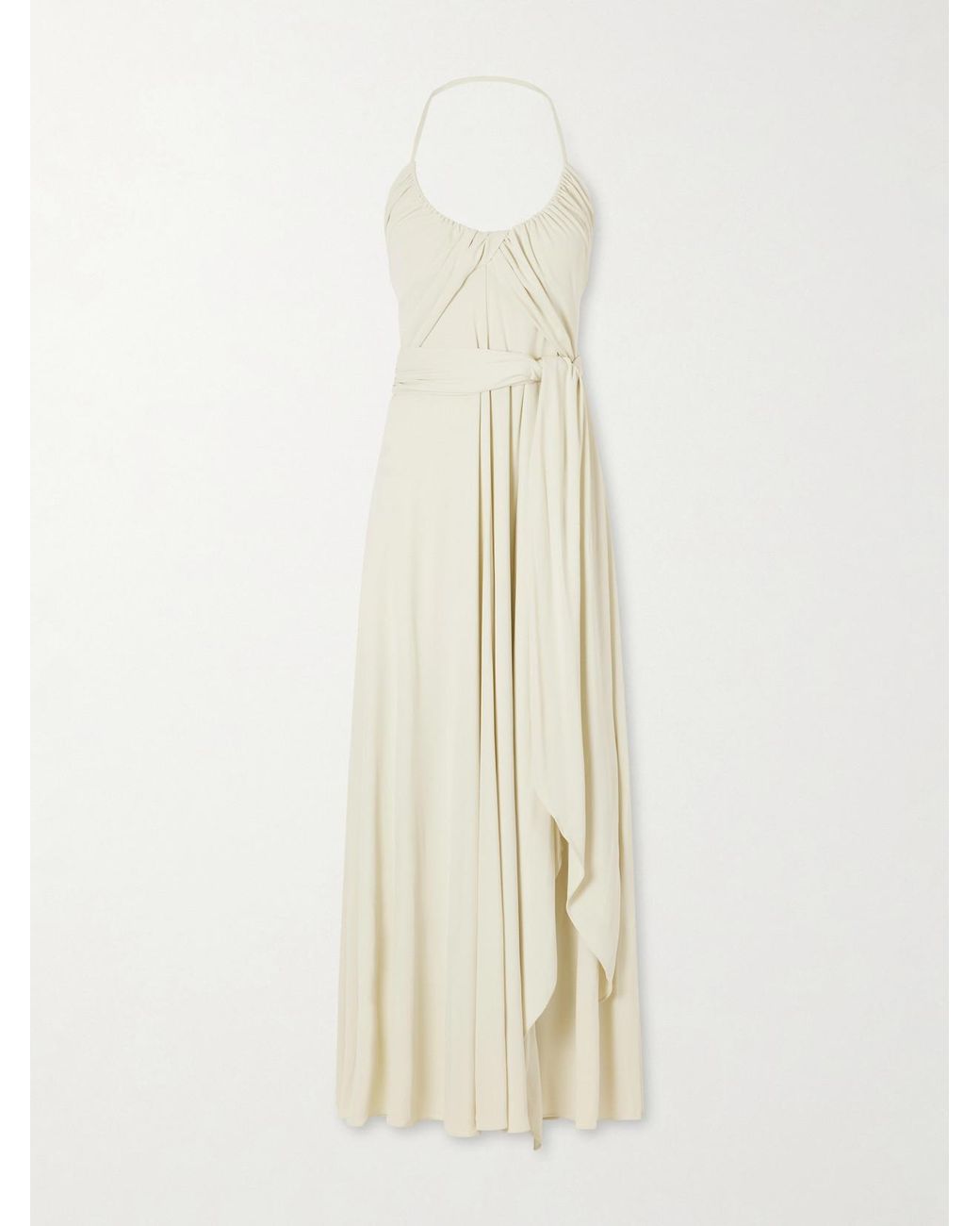 Alaïa White Halter Jersey Maxi Dress