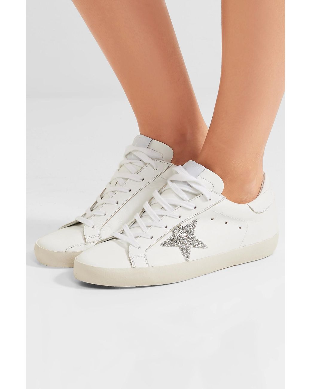 Golden Goose Super Star Swarovski Crystal-embellished Leather Sneakers in  White | Lyst