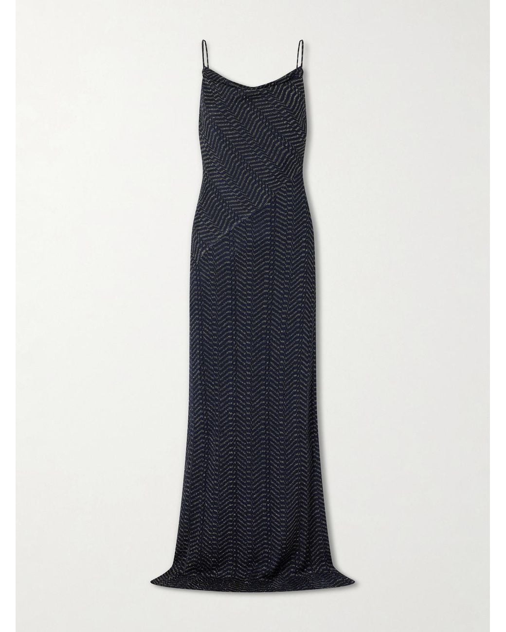 Missoni Blue Striped Metallic Crochet-Knit Maxi Dress