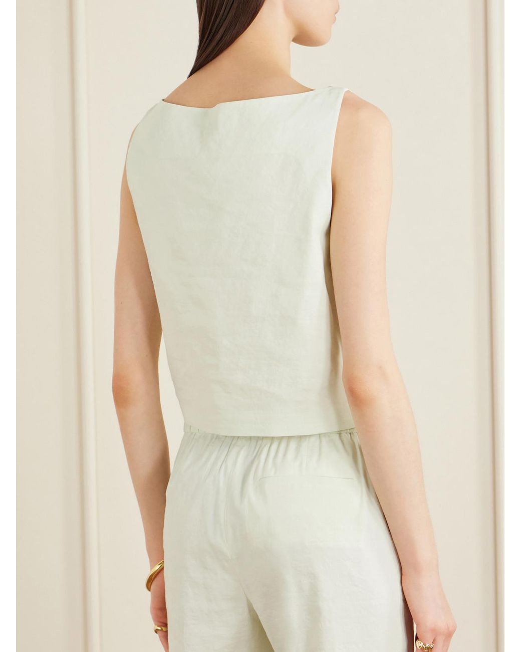 Theory White Linen-Blend Top