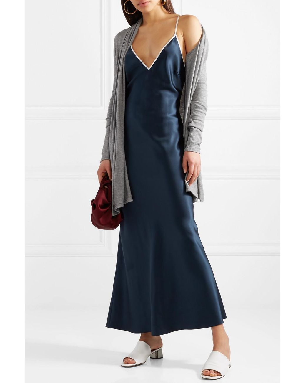 la ligne pleated silk crepe de chine maxi dress