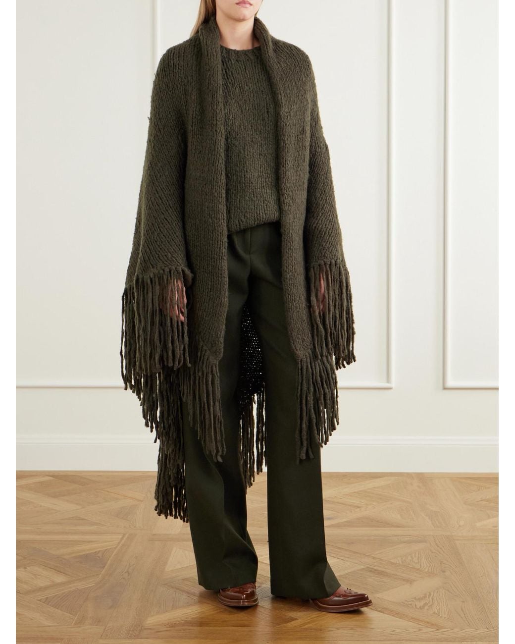 Gabriela Hearst Green Lauren Fringed Cashmere Wrap