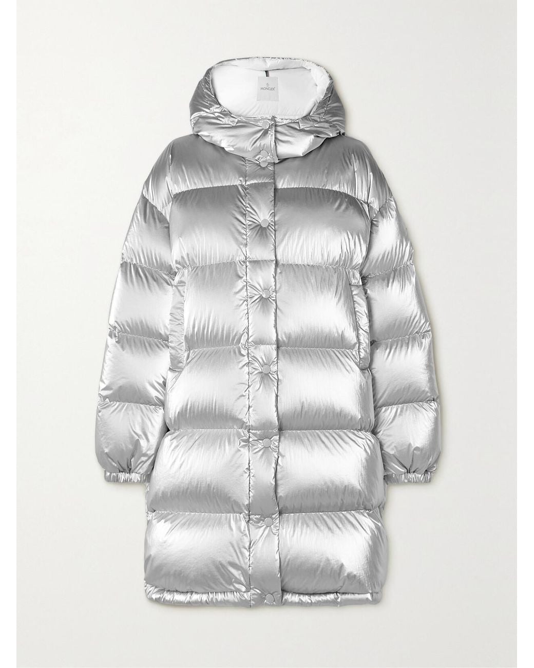 Moncler Gray Gaou Hooded Quilted Metallic Shell Down Jacket
