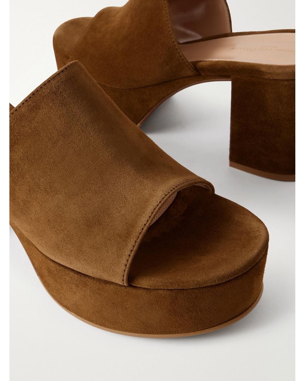 Gianvito Rossi Brown Suede 35 Platform Mules