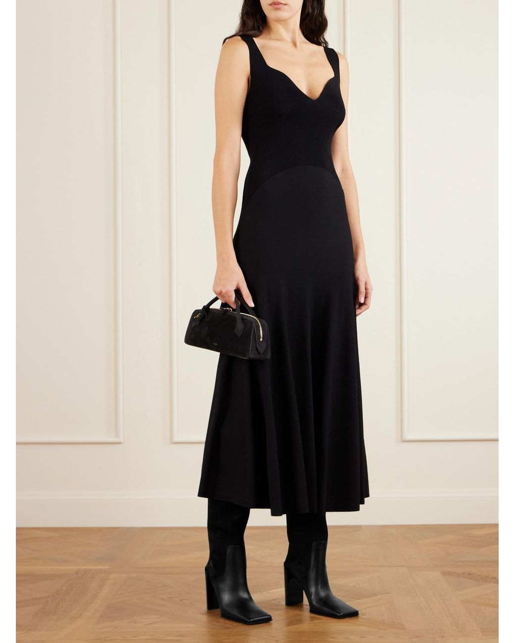 Alaïa Black Leather And Nubuck Knee Boots