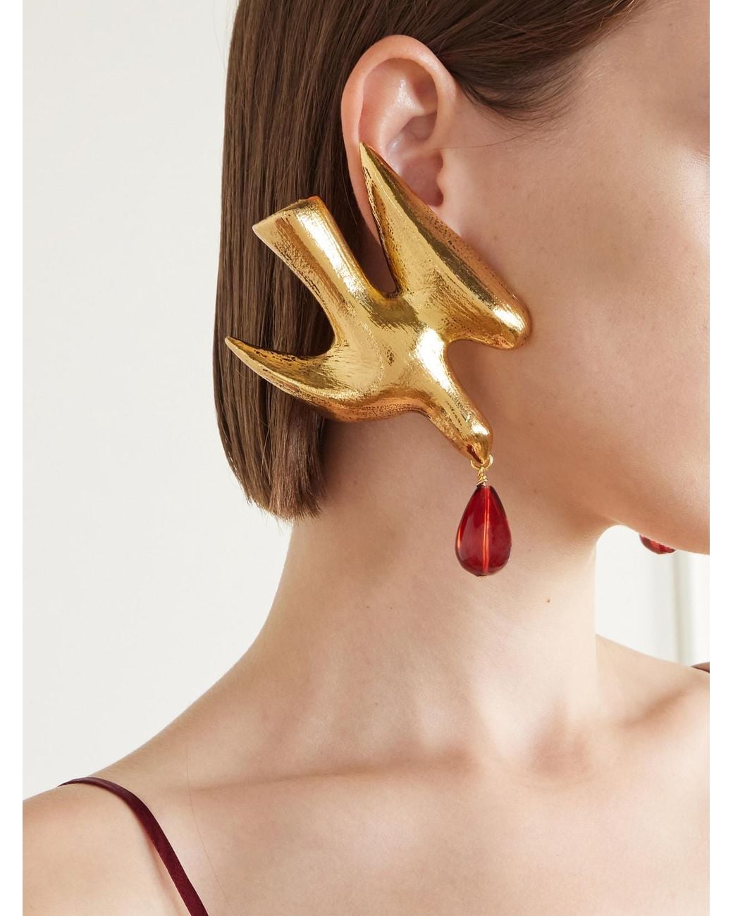Saint Laurent Metallic Dove-Tone Metal And Resin Earrings