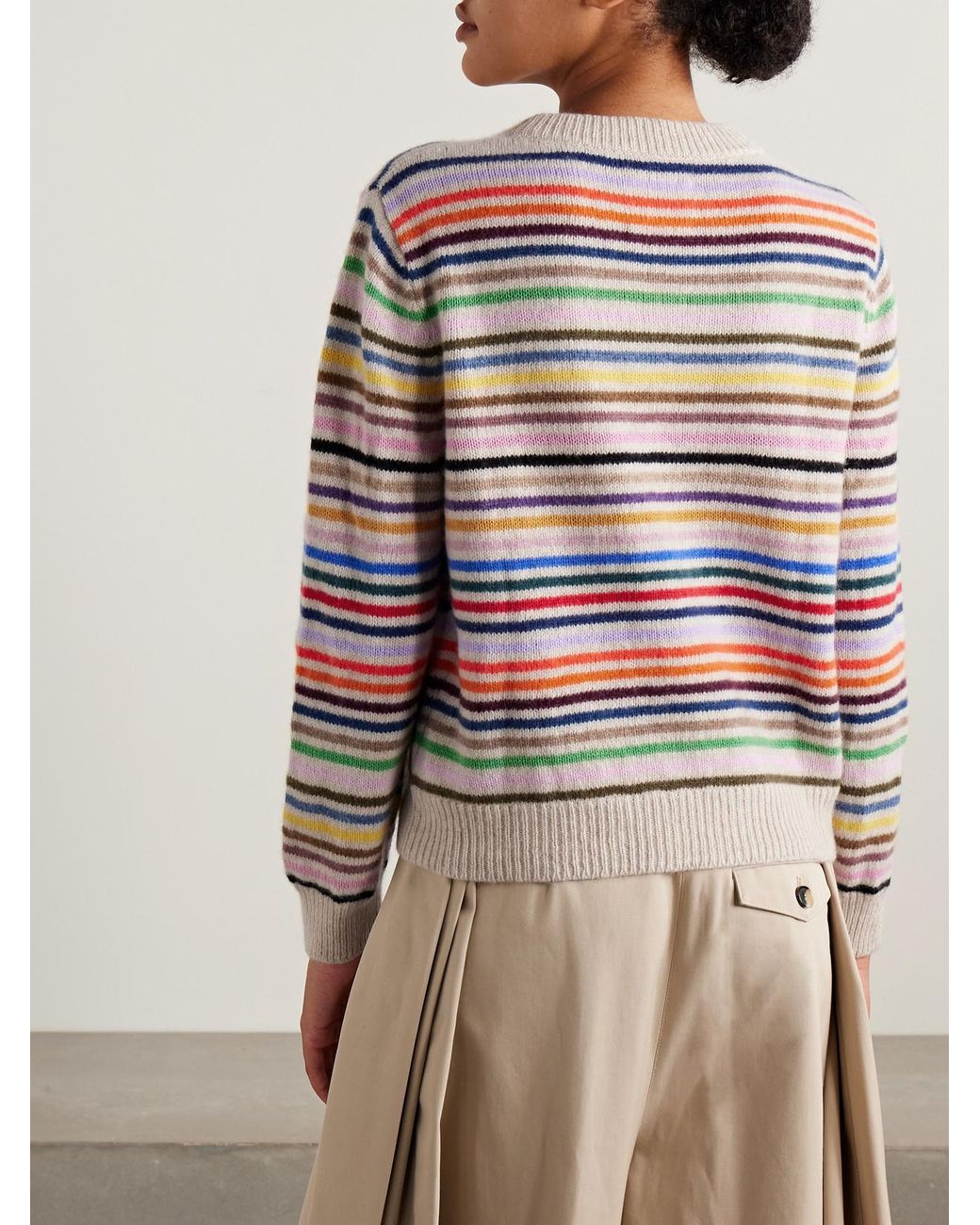 Suzie Kondi White Kismet Striped Cashmere Sweater