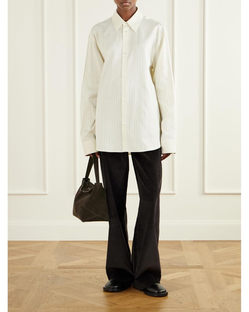 Studio Nicholson White Hagu Suede Shoulder Bag